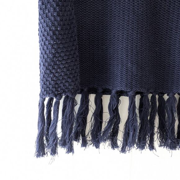 BCBGMAXAZRIA Blue 100% Cotton Crochet Sleeveless Blouse With Fringes, size XS - Picture 4 of 7